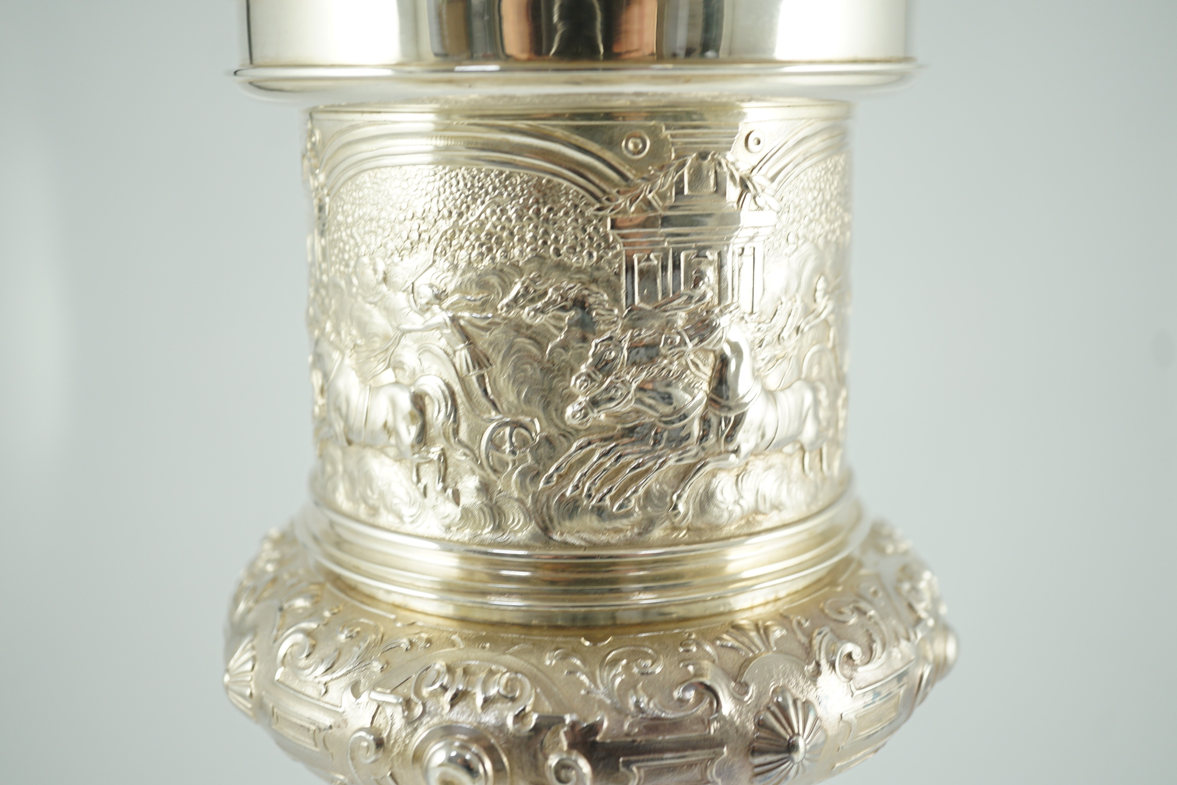 A good Edwardian silver tall chalice cup and cover, by Garrard & Co (Sebastian Garrard)